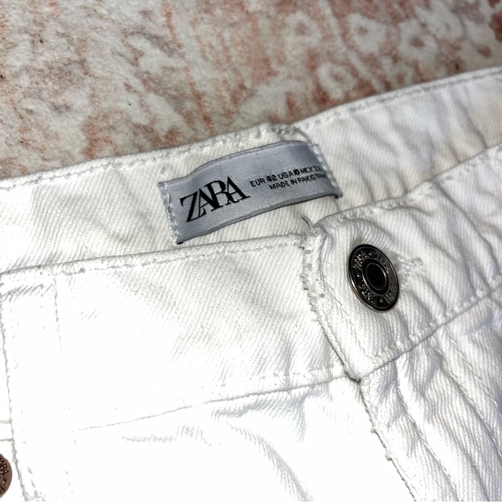 Zara Mid-rise White Jeans